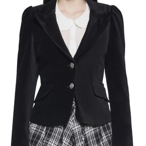 Dolls Kill Black Velvet Tailored Blazer
